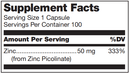 zinc picolinate douglas labs supplement facts