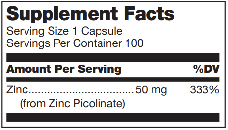 Zinc Picolinate Complex Douglas Labs supplement facts