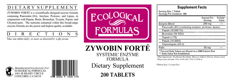 ZyWobin Forte 200 tabs (Ecological Formulas) Label