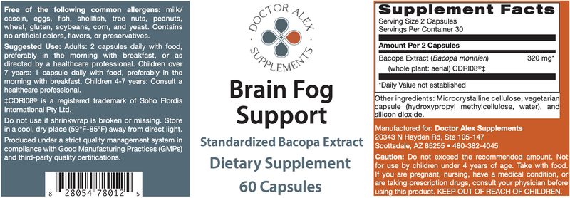 Brain Fog Support (Doctor Alex Supplements) Label