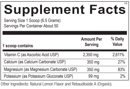 buffered lemon c powder ortho molecular supplement facts
