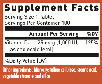 BACKORDER ONLY - Vitamin D3 1000 IU (25 mcg)