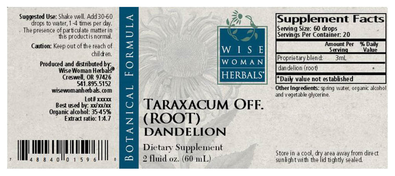 Taraxacum root dandelion 2 oz Wise Woman Herbals products