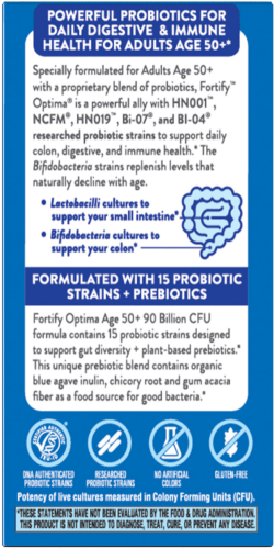 Fortify Optima Age 50 & Probiotic 90 Billion 30 veg capsules [REFRIGERATED] (Nature's Way) label