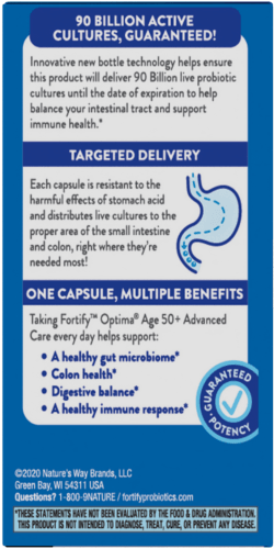 Fortify Optima Age 50 & Probiotic 90 Billion 30 veg capsules [REFRIGERATED] (Nature's Way) side
