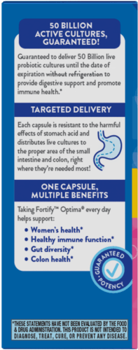 Fortify Optima Women’s Probiotic 50 Billion 30 veg capsules (Nature's Way) label