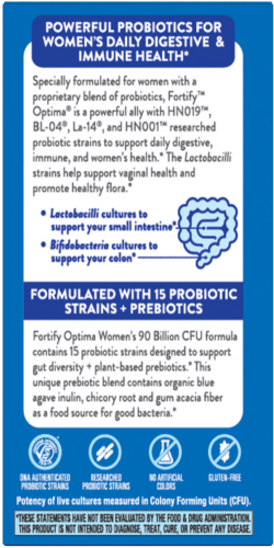 Fortify Optima Women’s Probiotic 90 Billion 30 veg capsules [REFRIGERATED] (Nature's Way) Side