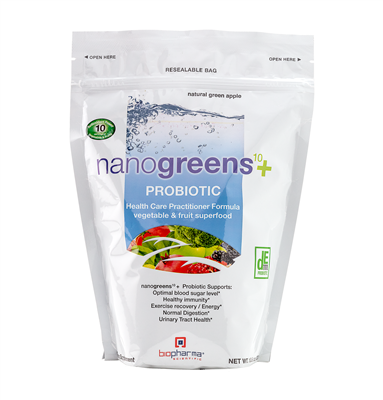 nanogreens10 probiotic Green Apple 30 srv (BioPharma Scientific) Front