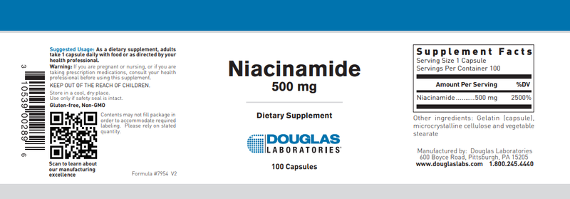 Niacinamide 500 mg Douglas Labs Label