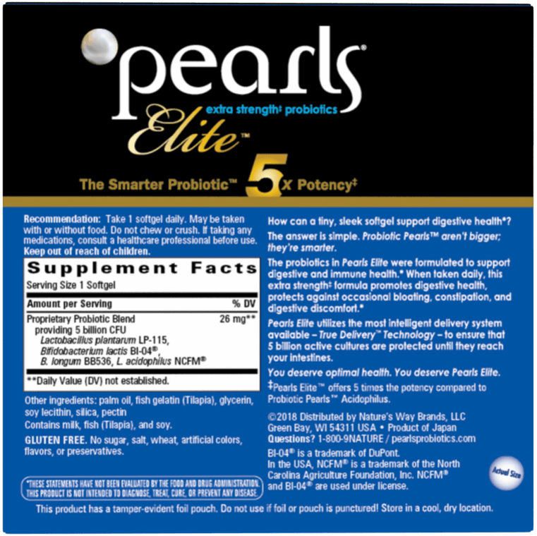 Pearls Elite  30 softgels (Nature's Way) label
