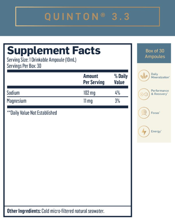 Quinton isotonic ampule supplement fact