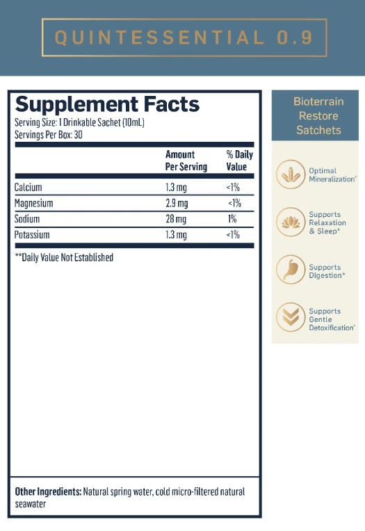 Quintessential 0.9 supplement facts