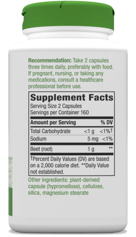 Beet Root 320 Veg Capsules (Nature's Way) Supplement Facts