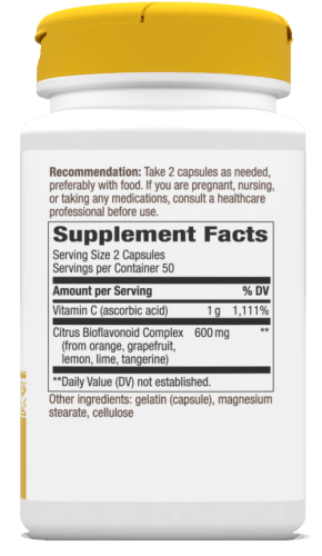 Vitamin C 500 with Bioflavonoids 100 capsules (Nature's Way) side 1