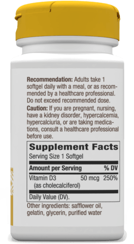Vitamin D3 2,000 IU 240 softgels (Nature's Way) supplement facts