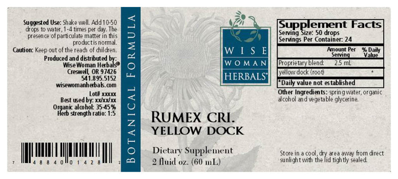 Rumex yellow dock 2 oz Wise Woman Herbals products